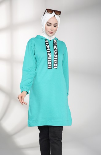 Kapüşonlu Sweatshirt 30009-03 Yeşil