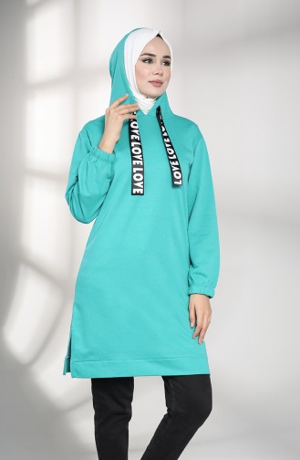 Kapüşonlu Sweatshirt 30009-03 Yeşil