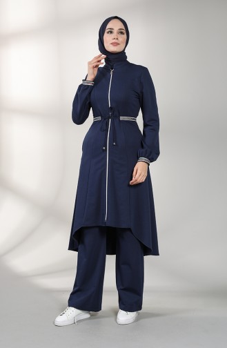 Zippered Cap Trousers Double Suit 1771-01 Navy Blue 1771-01