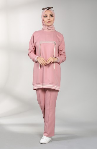 Ribbed Tunic Trousers Double Suit 0304-01 Dry Rose 0304-01