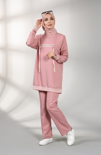 Ribbed Tunic Trousers Double Suit 0304-01 Dry Rose 0304-01