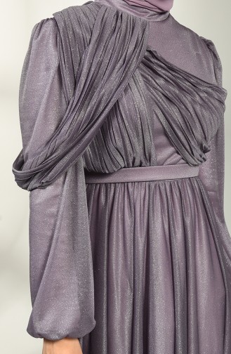 Silvery Evening Dress 1025-07 Dark Lilac 1025-07