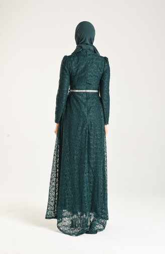 Emerald Green Hijab Evening Dress 3513-01