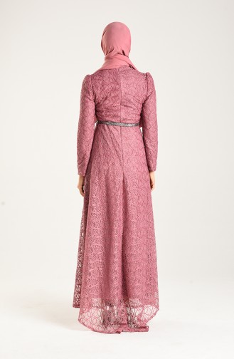 Dusty Rose Hijab Evening Dress 3513-03