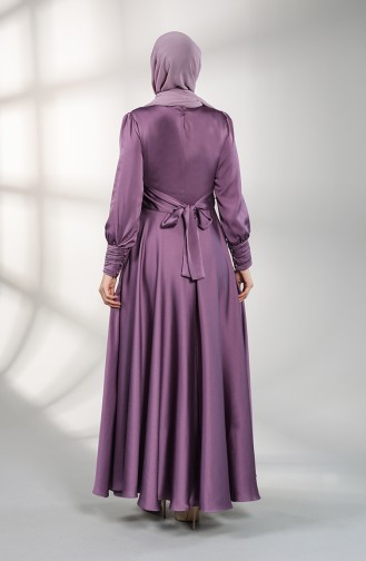 Shirred Satin Evening Dress 4834-01 Dark Lilac 4834-01
