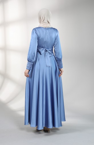 Blau Hijab-Abendkleider 4834-03