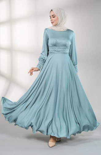 Shirred Satin Evening Dress 4834-04 Sea Green 4834-04