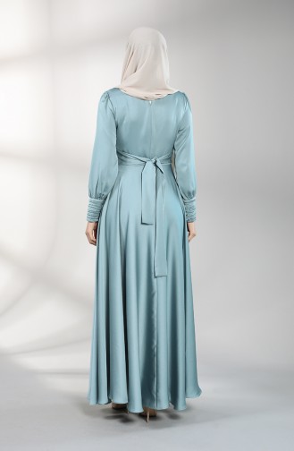 Unreife Mandelgrün Hijab-Abendkleider 4834-04