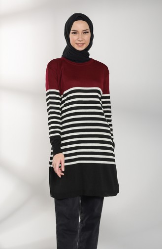 Knitwear Striped Tunic 1515-03 Burgundy 1515-03
