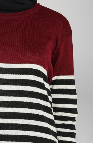 Knitwear Striped Tunic 1515-03 Burgundy 1515-03