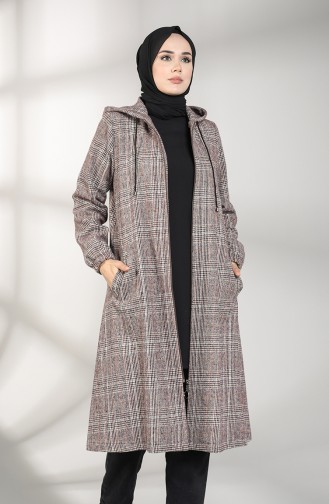 Kapüşonlu Kaşe Kaban 0304A-01 Mürdüm