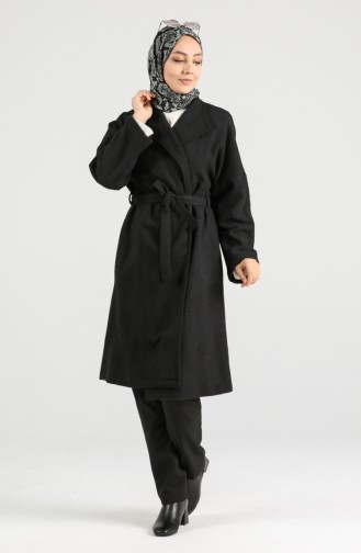 معطف طويل أسود 0302A-02