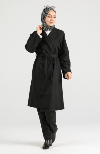 Belted Stamp Coat 0302a-02 Black 0302A-02