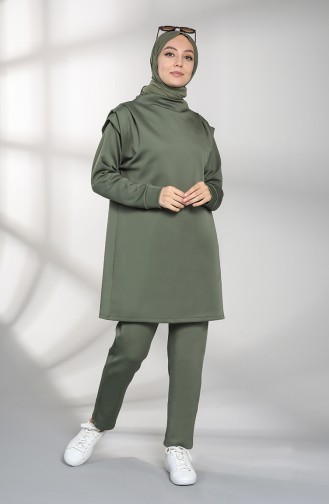 Scuba Kumaş Tunik Pantolon İkili Takım 21002-02 Haki