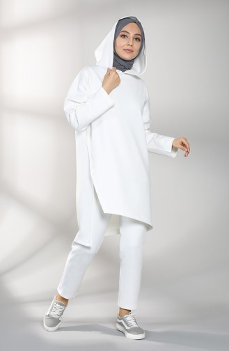 Scuba Fabric Tunic Trousers Double Suit 21015-04 White 21015-04