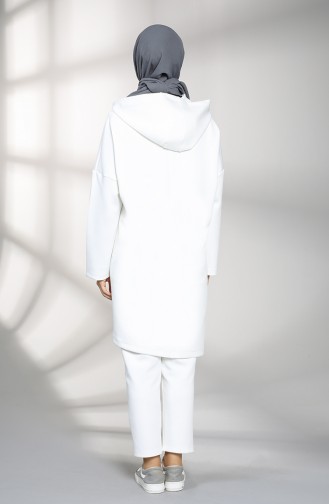 Scuba Kumaş Tunik Pantolon İkili Takım 21015-04 Beyaz