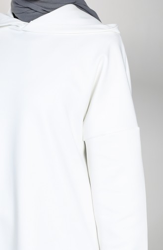 Scuba Kumaş Tunik Pantolon İkili Takım 21015-04 Beyaz