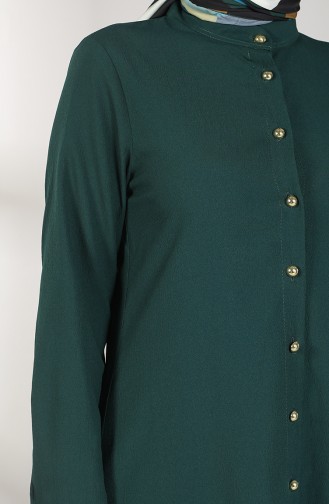 Düğmeli Tunik Pantolon İkili Takım 5004-06 Zümrüt Yeşili