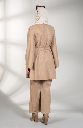 Kadife Tunik Pantolon İkli Takım 0306-02 Camel
