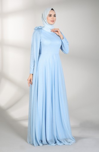 Blau Hijab-Abendkleider 3050-09