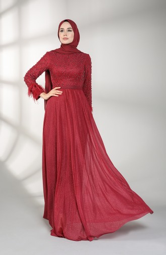Weinrot Hijab-Abendkleider 3062-07