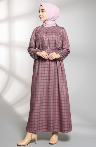 Beige-Rose Hijab Kleider 21K8179-08