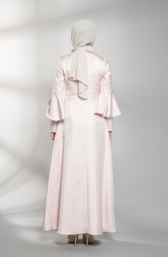 Kolu Volanlı Elbise 60201-02 Pembe