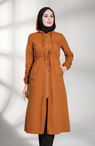 Kapüşonlu Trençkot 5170-05 Taba