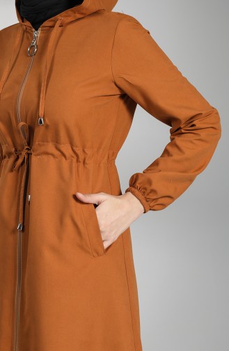Kapüşonlu Trençkot 5170-05 Taba