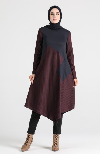 Asimetrik Cepli Tunik 3228-01 Lacivert Bordo