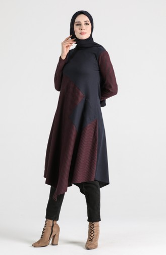 Asimetrik Cepli Tunik 3228-01 Lacivert Bordo