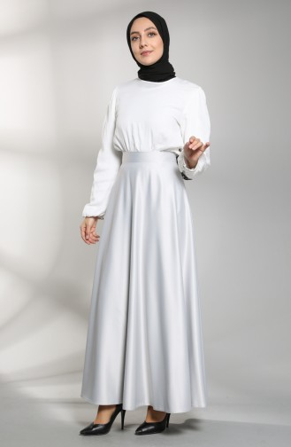Saten Mevlana Etek 4297ETK-03 Açık Gri