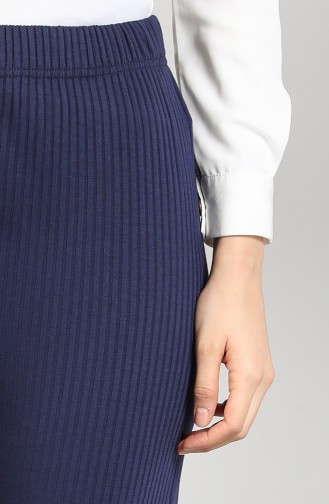 Elastic Waist Wide Leg Pants 8140-01 Navy Blue 8140-01