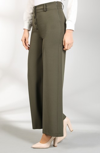 Buttoned Wide Leg Pants 3168-03 Khaki 3168-03