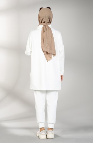 Scuba Kumaş Tunik Pantolon İkili Takım 21001-04 Beyaz
