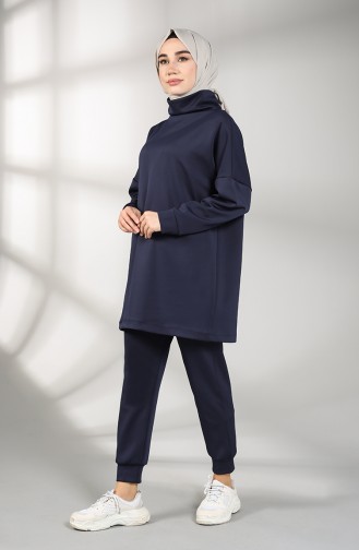 Scuba Fabric Tunic Trousers Double Suit 21001-05 Navy Blue 21001-05