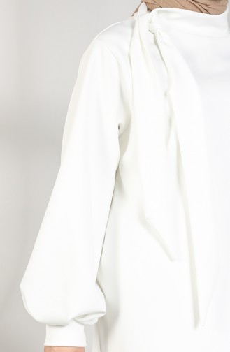 Scuba Kumaş Tunik Pantolon İkili Takım 21004-03 Beyaz