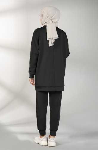 Scuba Kumaş Tunik Pantolon İkili Takım 21009-04 Siyah