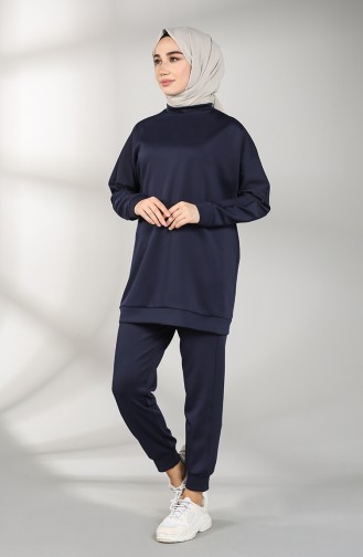 Scuba Fabric Tunic Trousers Double Suit 21009-05 Navy Blue 21009-05
