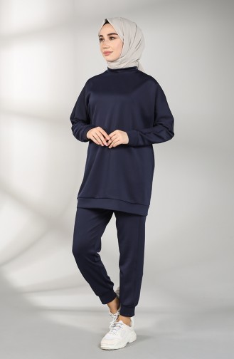 Scuba Kumaş Tunik Pantolon İkili Takım 21009-05 Lacivert