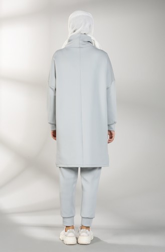 Scuba Kumaş Cepli Tunik Pantolon İkili Takım 21011-02 Gri