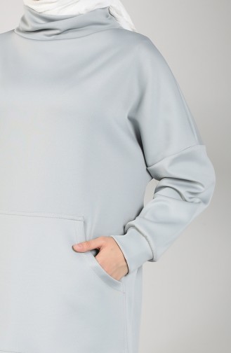 Scuba Kumaş Cepli Tunik Pantolon İkili Takım 21011-02 Gri