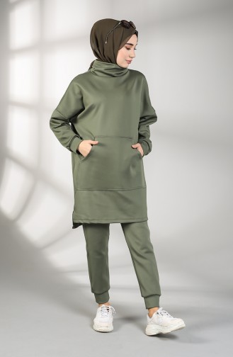 Scuba Fabric Pocket Tunic Trousers Double Suit 21011-03 Khaki 21011-03
