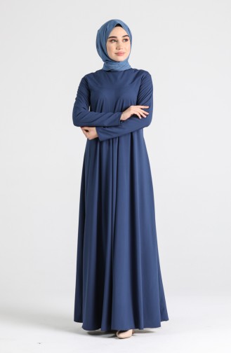 Pile Detaylı Salaş Elbise 3218-01 Lacivert