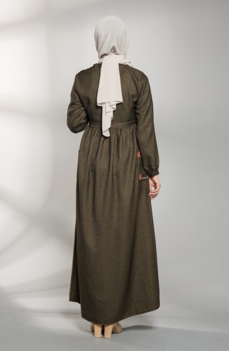 Khaki Hijab Kleider 21K8175-01