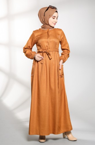 Belted Dress with Pockets 21K8175-02 Mustard 21K8175-02
