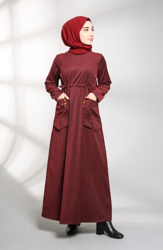 Weinrot Hijab Kleider 21K8182-05