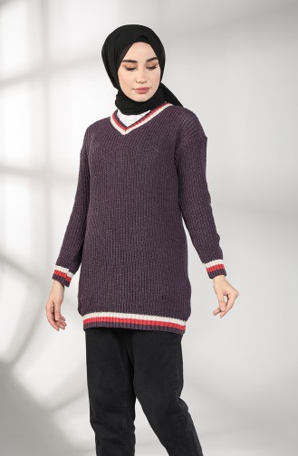 Knitwear V-neck Tunic 0594-01 Purple 0594-01