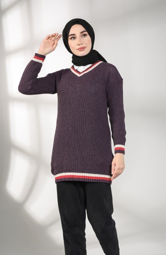 Knitwear V-neck Tunic 0594-01 Purple 0594-01