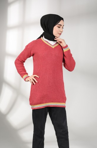 Knitwear V-neck Tunic 0594-02 Coral 0594-02